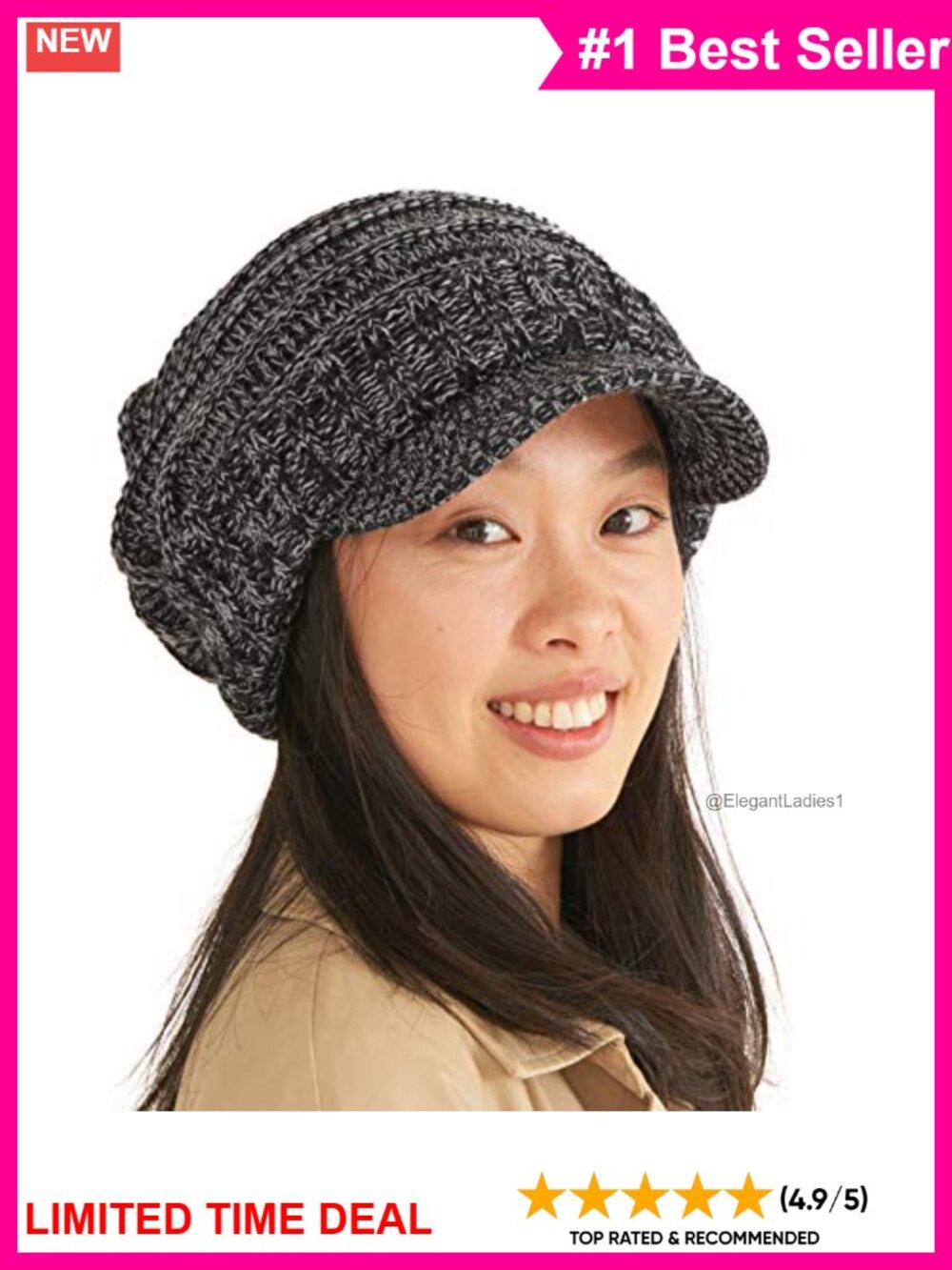 Chunky Knit Slouchy Cable Beanie Winter Hat Ski Snowboard